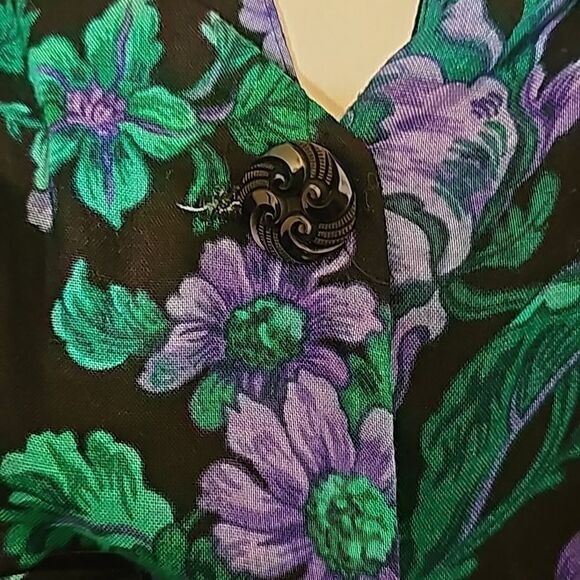 1980s Midi Sheath Vintage Dress Pockets Purple Green Black  All That Jazz - Picture 8 of 10